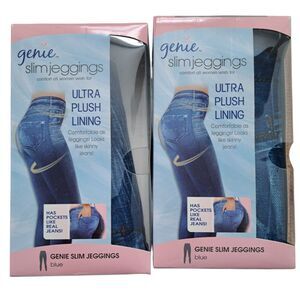 Genie 2Pk As Seen on TV Ultra Soft Plush Lining Blue Black Jeggings Women's L/XL
